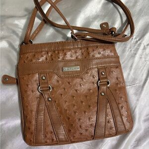 Faux Ostrich Brown Crossbody Bag